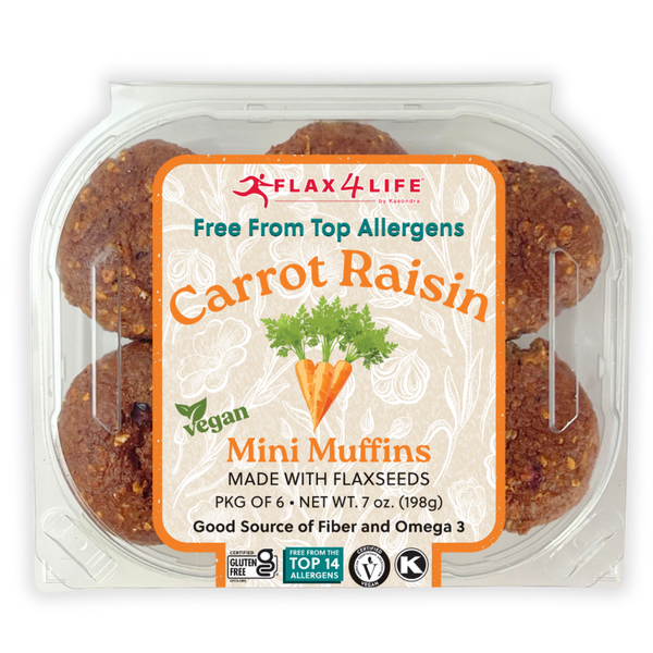 Flax4Life · Vegan Carrot Raisin Mini Muffins-Top 14 Allergen Free